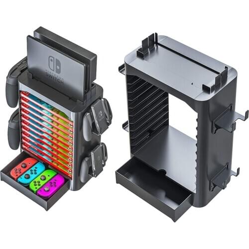 Game Storage Tower for Nintendo Switch - Game Disk Rack and Controller Organizer Compatible with Nintendo Switch and Accessories