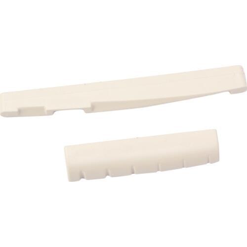 White POM Carved Saddle Nut Slot for 6-String Acoustic Guitar String Bridge