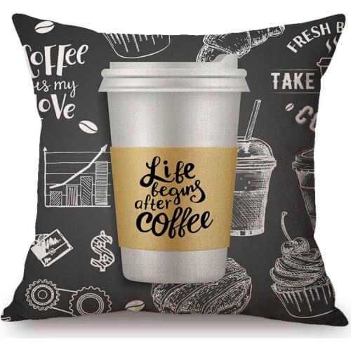 Black White Coffee Store Menu Christmas Decoration Modern Nordic Home Decor Sofa Throw Pillow Case Cotton Linen Cushion Cover