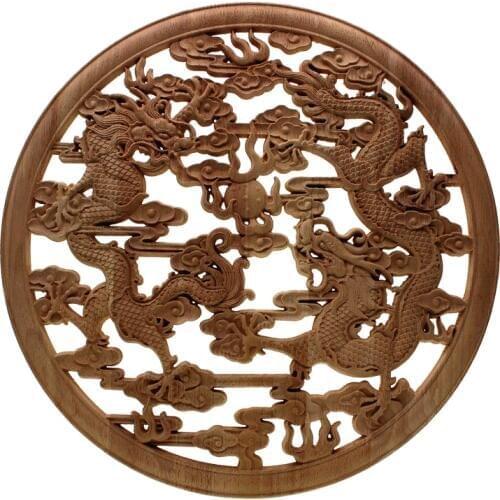 Floral Woodcarving Decal European Style Rubber Wood Carved Corner Applique Decor Frame Wall Doors Decorative Figurines
