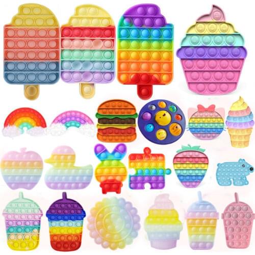 Ice Cream Antistress Fidget Toy Push Bubble Sensory Toy Glitter Kids Autism Needs Squeeze Toy for Children Adult Free Shipping