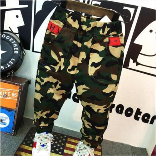 Boys High Waist Camouflage Pants Fashion baby boys Trouser Ankle-Length Sweatpants Cotton Streetwear Camo Pants 2-6years