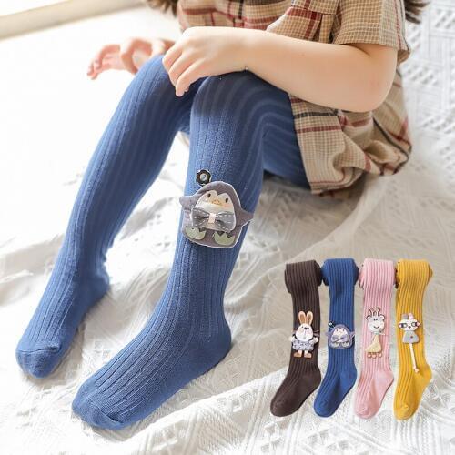 Cartoon Doll 3-13 Years Girl Knitted Pantyhose Toddler Tights Pants Cotton Baby Stocking Childrens Clothing