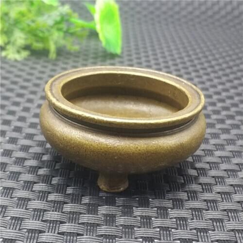 Pure copper three-legged round belly censer mini small incense burner simple copper decoration home decoration gift