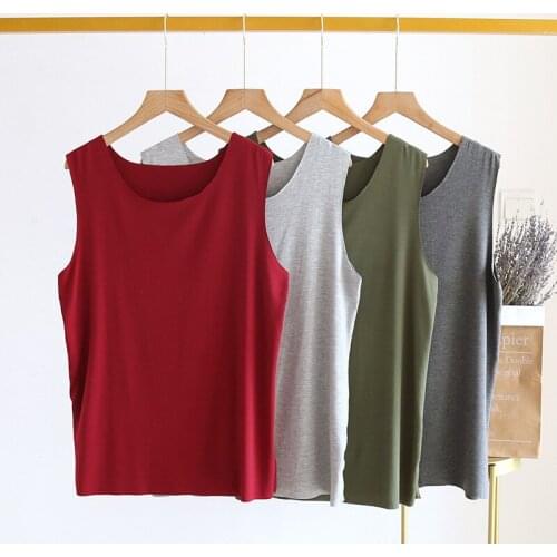 Summer new mens vest modal inner wear base fitness wide-shoulder sports pajamas cool and loose singlet undershirt plus size