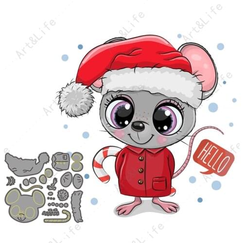 Mouse Santa Metal Cutting Dies For Christmas Dies Scrapbooking Craft Supplies Paper Card Making Stencil Dies Embossing Die