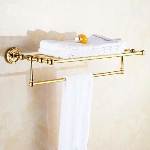 Fashion High quality wall mounted brass material gold finished Bathroom Accessories hotel towel rack towel shelves