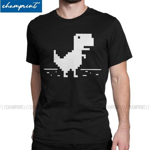Chrome T-rex Men T Shirt Funny Dino Computer Offline Nerd Geek Programmer Awesome Tees Crewneck T-Shirt New Arrival Clothing