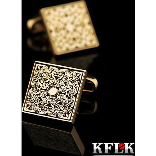 KFLK jewelry French shirt cufflinks for mens Brand Retro Cuff links Luxury Wedding Gold-color Button High Quality guests