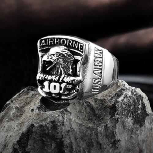 SECRET BOY New Store Carbide Arrival High Quality American 101 Qirborne Ring Fashion Biker Ring