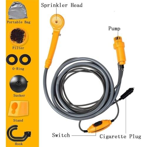 Portable Electric Shower Head Camping Water Pump for Boat Car Caravan Hiking Outdoor