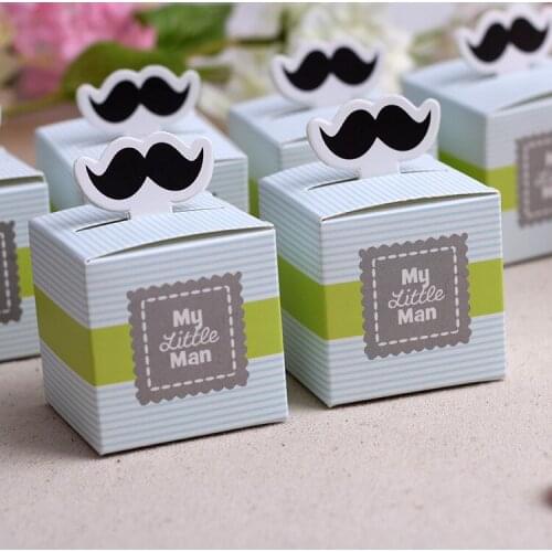 Sale1000pcs/lot My little Man Cute Mustache Baby Shower Favors Baby Shower Decoration Birthday Souvenirs Birthday Gift Box