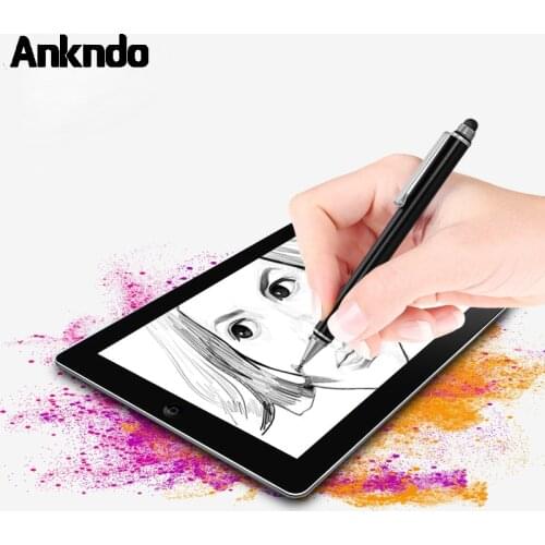 ANKNDO Universal Touch Pen Stylus For Phone Touch screen Android For Ipad 2 In1 Metal Hook Disc Capacitive Tablet Pen For Phone