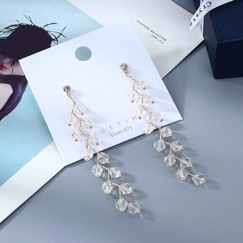 TONGKWOK Bohemia Exaggeration Dangle Earrings For Women Silk Thread Tassel Metal Long Chandelier Earrings #142363
