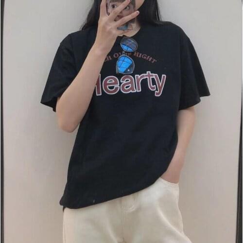 Top New Korean Version Loose Lazy Student Letters Casual Shirt White Short-sleeved T-shirt Female Trend