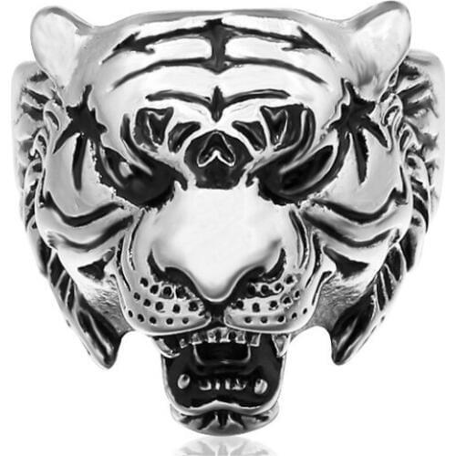 Hight Quality 316L Stainless Steel Leopard Head Rings Silver Color Fashion Animal Jewelry