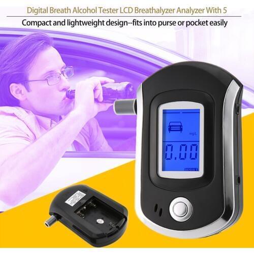 High precision Digital Breath Alcohol Tester with LCD Display with 5 Mouthpieces AT6000 Hot Selling Dropshipping