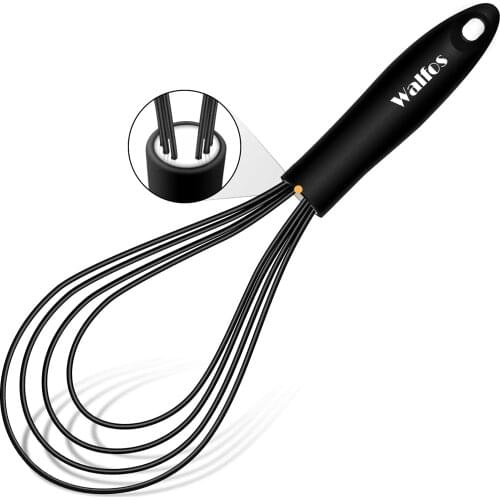 Walfos Silicone Whisk Stainless Steel Wire Whisk Heat Resistant Kitchen Whisks for Non-Stick Cookware Balloon Egg