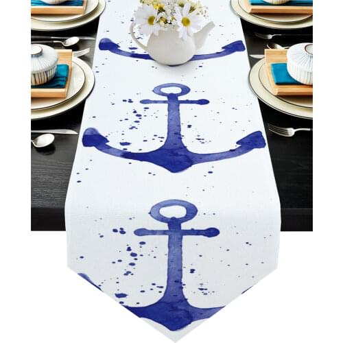 Anchor Watercolour Art Modern Table Runner Wedding For Party Event Home Decoration Table Cover Mat Decor Accessories