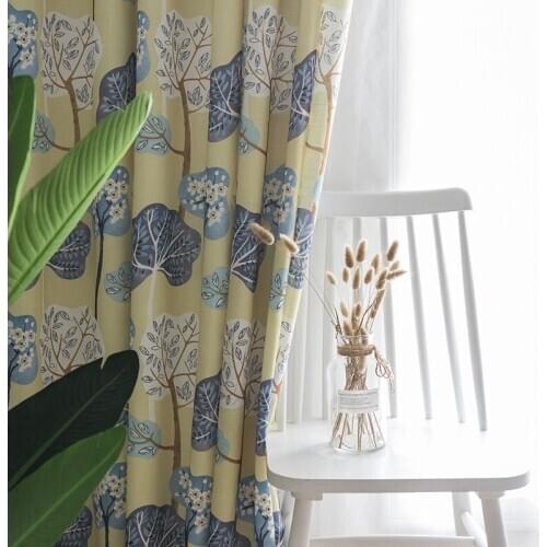Yellow Cartoon Cotton and Linen Curtains Simple Modern Printing Nordic Childlike for Living Room Bedroom Balcony Curtains Custom