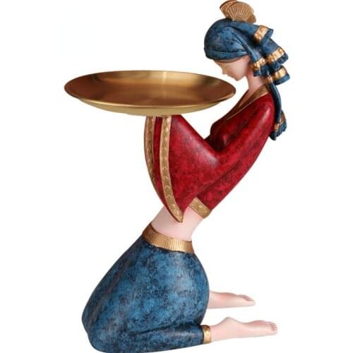 Resin Girl Statue for Home Decoration,Tower, Cup, Jewelry Holder, Fruit Snack Serving Tray, Anniversary, Birthday Gifts