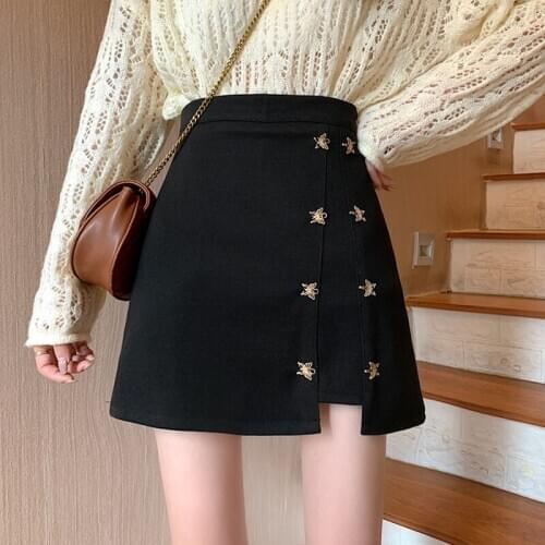 Irregular Skirt Womens New Autumn And Winter Design Sense Black Short Skirt Temperament High Waist A-line Skirt