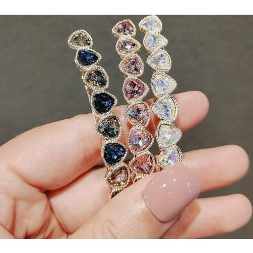 Korean Luxury Triangle Crystal Barrettes Hair Clips For Women 2021 New Sweet Fashion Hair Accessories Grips Gifts
