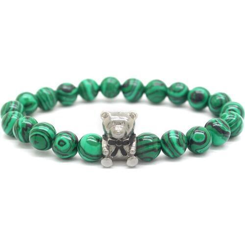 2019 New Fashion Natural Stone Beads Bracelet CZ Heart & Bear Bracelet Hot Curt Wristband Jewelery Women Natural Beads Bracelet