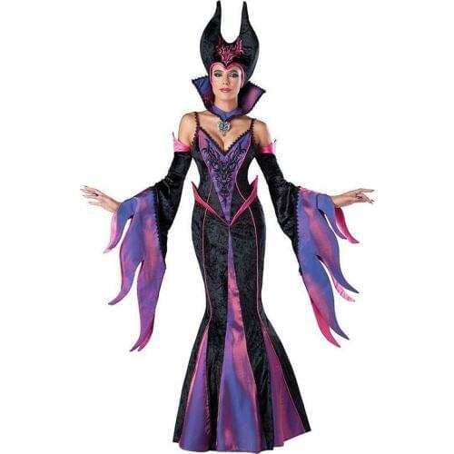 Hot Sale In Character Maleficent Costume Adult Dark Sorceress Womens Halloween Evil Queen Fancy Dress Costume Disfraces W159341
