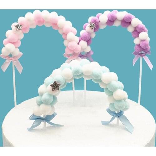 1/3Pcs Soft Pompom Cloud Cake Topper Baby Shower Birthday DIY Cake Top Flags Decoration Festival Party Supplies Love Gifts