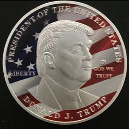 2 pcs The Donald Trump silver plated 40 mm The president of America souvenir coin badge