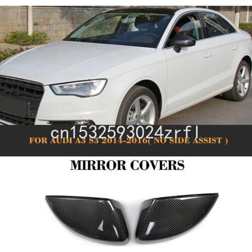 2pcs Carbon Fiber Side Door Wing Mirror Replacment Cap Cover For Audi A3 S3 14-16