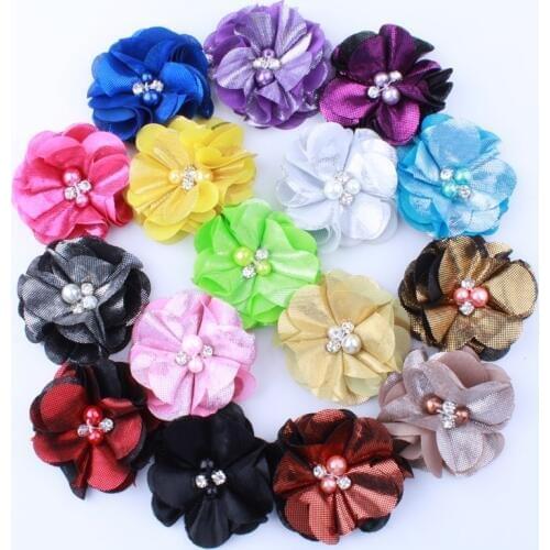 10PCS 5.5CM Hot Sale Metallic Fabric Flower For Wedding Decoration Artificial Flowers For Home Garden