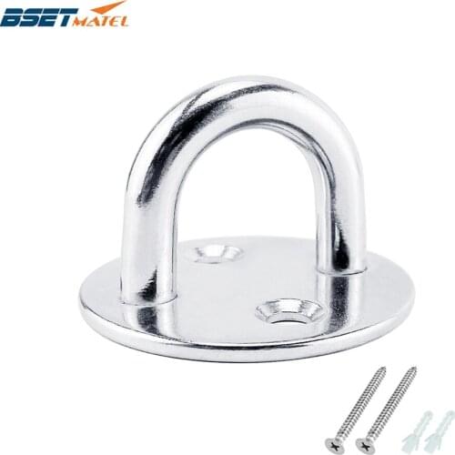 8mm Stainless Steel 304 Round Pad Eye Plate Staple Ring Hook Hardware Shade Sail Sailboat Kayaking Canoe Boat Yacht Yoga