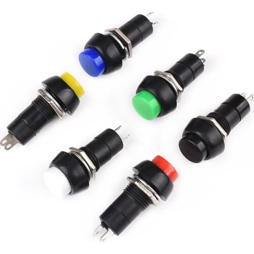 Free shipping 100PCS PBS-11A round with a self-locking switch lock button 3A green press sound