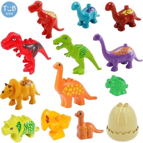 Duploed Animals Jurassic Dinosaur Park Series Big Building Blocks Compatibel With Duplo Tyrannosaurus Rex For Childrens Gift Toy