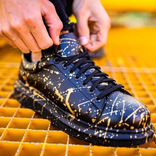 Chekich 2021 Men and Women Sneakers Black & Yellow Mixed Multi Colors Artificial Leather Laces Splash Printed Unisex Shoes Odorless Daily Air Flexible Lovers Running Spring Summer Autumn Seasons CH254 - 3