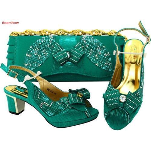 Doershow Fashion Design African Shoes and Bag Matching Set High Quality Italy Shoes and Bag Match to Party Free Shipping HVP1-28