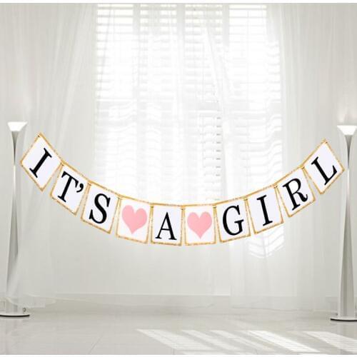 1Set "ITS A GIRL" Letter Bunting Flags Wedding Garland Banner Photo Booth Party Photography Props Decoration Events Supplies