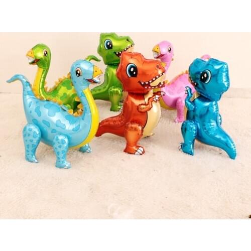 1PC Large Cute 4D dinosaur Foil Balloons Walking Animal Green Dinosaur Dragon Balloon Boys Birthday Decor Kids Party supplies