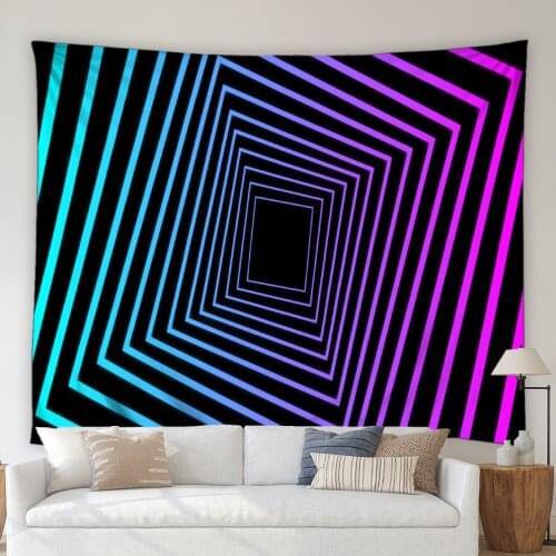 Geometric Pattern Tapestry Abstract Creative Color Stripes Bedroom Wall Hanging Blanket Bedspread Tablecloth Home Decor Washable