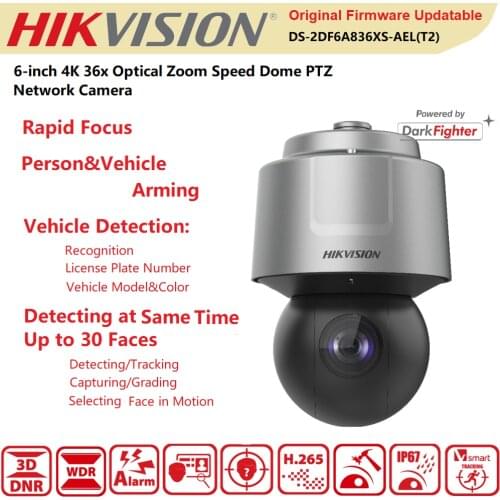 Hikvision PTZ Camera 8MP DS-2DF6A836XS-AEL(T2) 36X Optical DarkFighter Rapid Focus 30 Faces Capture Vehicle Detec Automatic Zoom