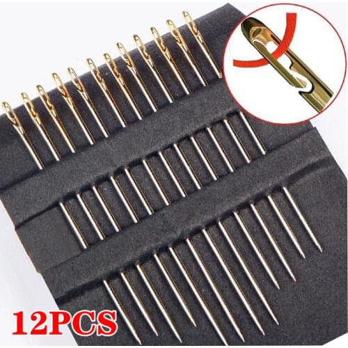 Sewing Blind Needle Darning Stainless Steel 12PCS/Lot Needles Multi-size Popular DIY Side Opening Sewing Needle Quick Automatic
