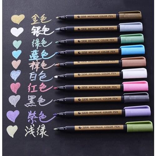 10 Colors Metallic Paint Art Marker Pen Creative DIY Glass Wood Photo Album Permanent Writing Highlighters Pens Stationery