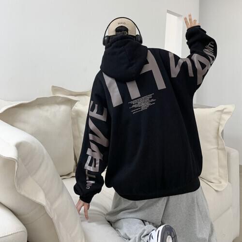 Fashion New Hooded Hoodies Jacket Top Casual Printing Long Sleeve Plush Wear Youth Students Hoodie Sweatshirts Men