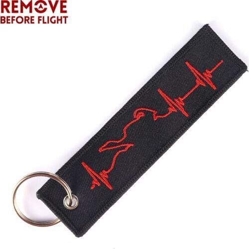 Fashion Biker Heartbeat Keychain for Motorcycles and Cars OEM Key Chains Embroidery Key Fobs Jewelry Fashionable Chain Keychain