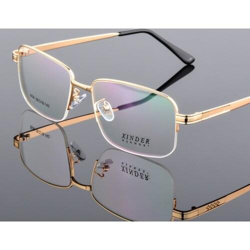 Titanium Alloy Eyeglasses Men Ultra Thick Gold Plated Optical Myopia Glasses Frames For Male Eyewear Spectacles