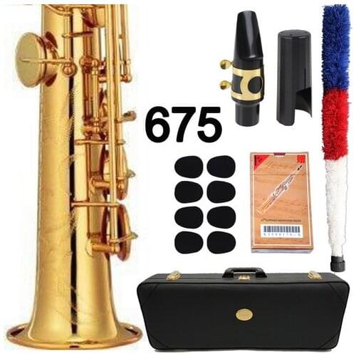Music Fancier Club Saxophone Soprano 675 Professional Soprano Sax Custom Gold Lacquer Mouthpiece Reeds Neck With Case