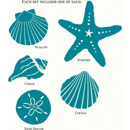 Set of 5 SEA SHELLS Vinyl Wall Decals for Girls Wall Stickers Bedroom Bathroom Beach Style Decoration Decal Mural Removable A549