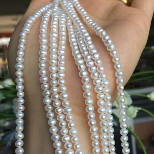 Freshwater Pearl Necklace Round Shape with Size 3.5-4mm Perfect Luster for Jewelry DIY Loose Freshwater Pearls Strands